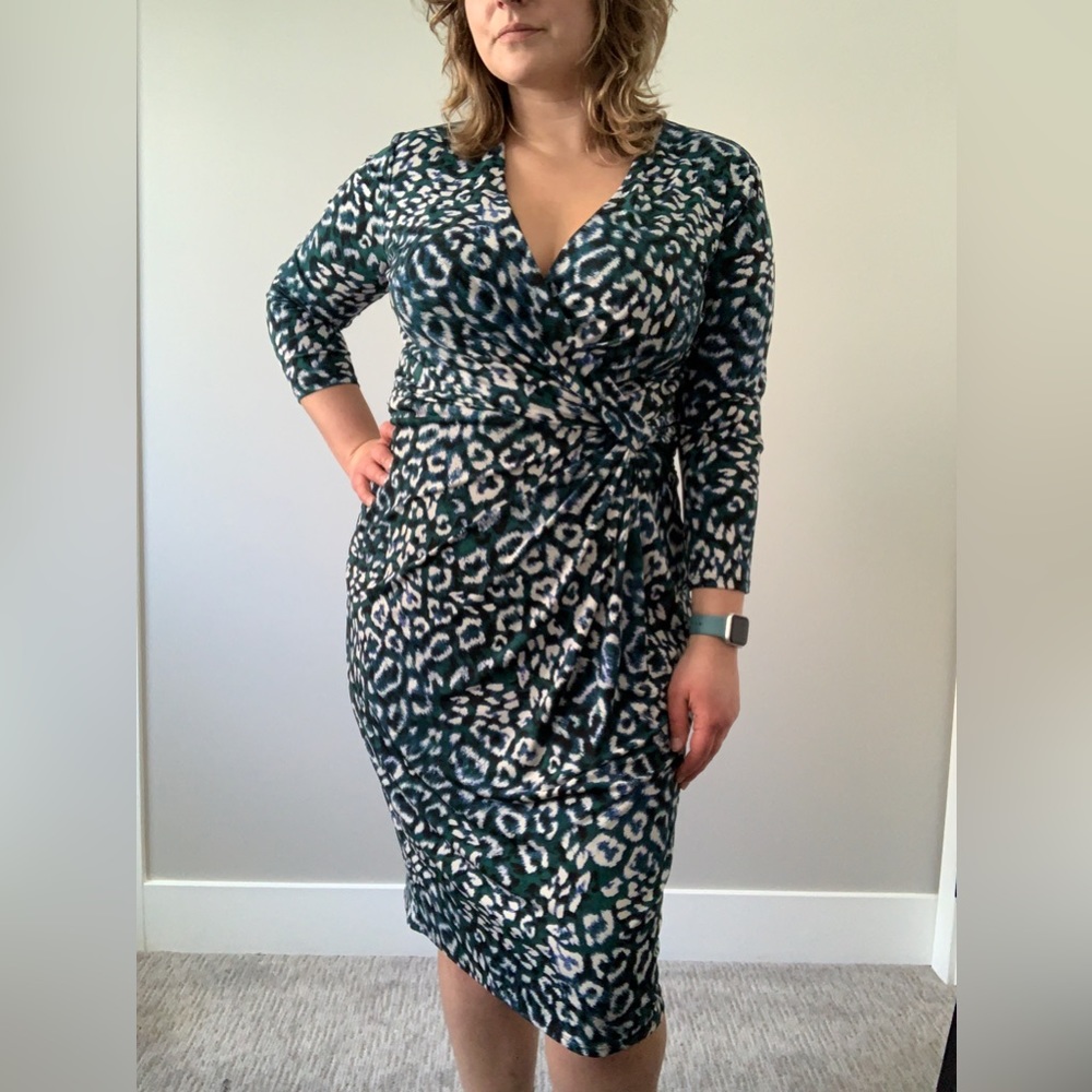 Anne Klein Leopard Wrap Dress size 14